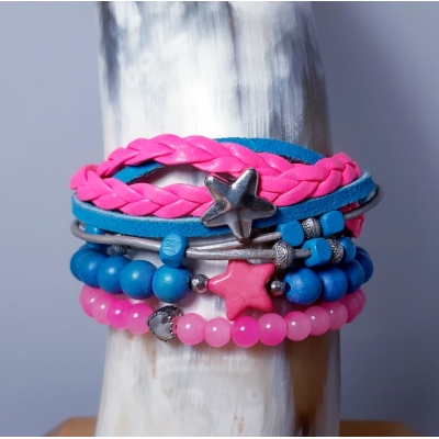 ibiza armband petrol / roze ster ibiza armband petrol / roze ster